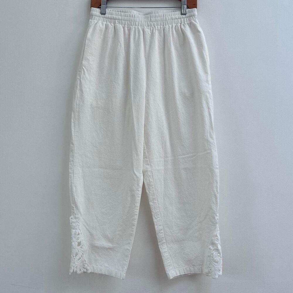 White linen blend cottagecore pants